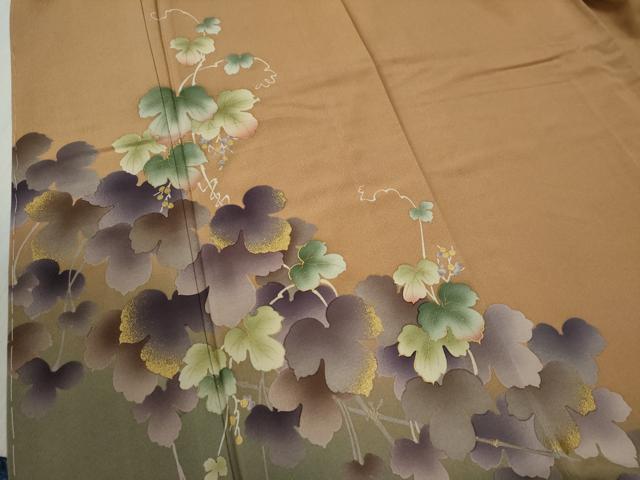 平和屋着物●訪問着 葡萄蔦の葉文 暈し染め 金彩 やまと誂製 正絹 逸品 未使用 CABC6469yc
