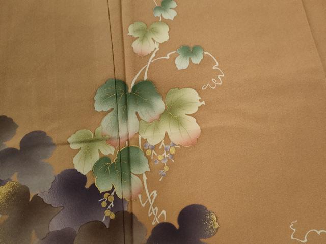 平和屋着物●訪問着 葡萄蔦の葉文 暈し染め 金彩 やまと誂製 正絹 逸品 未使用 CABC6469yc