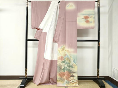 平和屋着物●訪問着 作家物 遠山樹林風景文 暈し染め 正絹 逸品 CABC6471yc