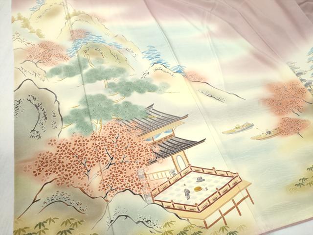 平和屋着物●訪問着 作家物 遠山樹林風景文 暈し染め 正絹 逸品 CABC6471yc