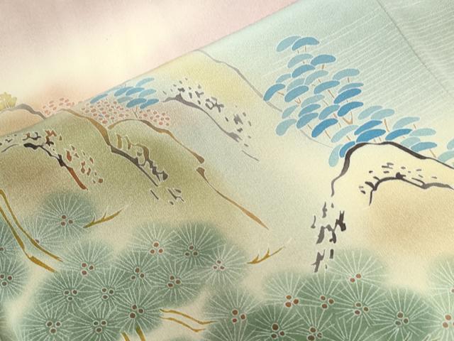 平和屋着物●訪問着 作家物 遠山樹林風景文 暈し染め 正絹 逸品 CABC6471yc