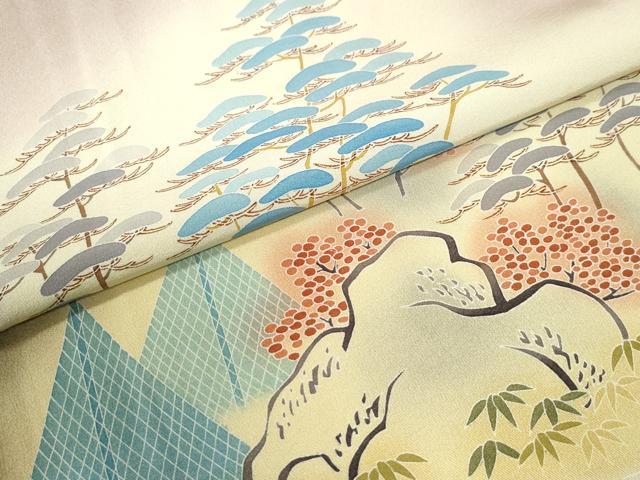 平和屋着物●訪問着 作家物 遠山樹林風景文 暈し染め 正絹 逸品 CABC6471yc
