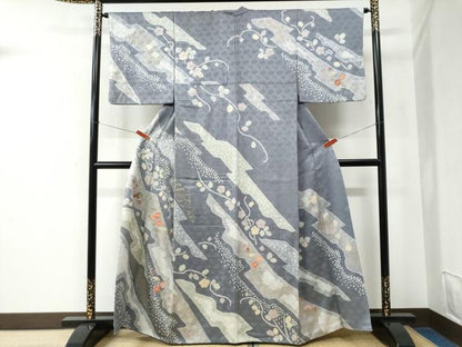 平和屋着物●訪問着 駒刺繍 絞り 吉祥花唐草文 金彩 正絹 逸品 CABC6472yc