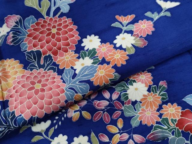 平和屋着物●訪問着 紬地 友禅 作家物 草花文 ロング丈 正絹 逸品 CABC6477yc