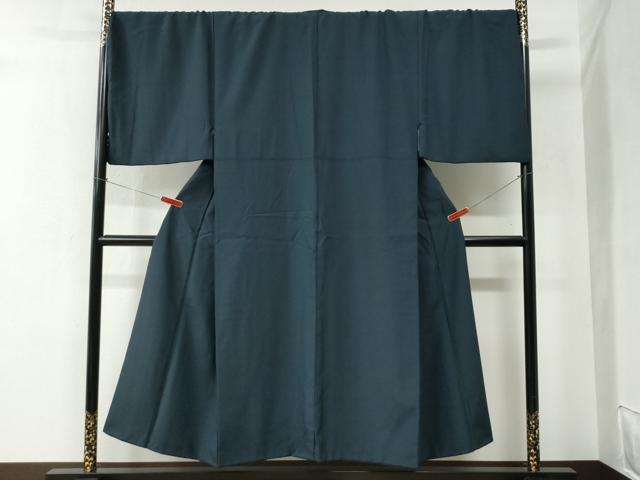 平和屋着物●男性 紬 色無地 濃紺地 キングサイズ 正絹 逸品 CABC6480yc