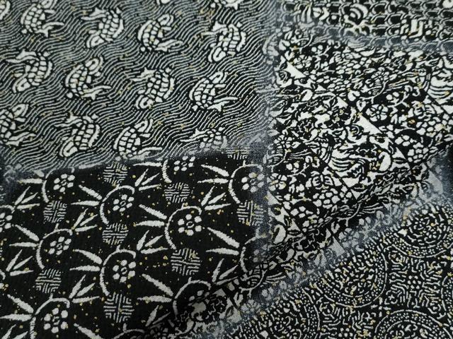 平和屋着物●訪問着 江戸小紋 北原寿永作 寄せ小紋柄 黒地 正絹 逸品 CABC6482yc