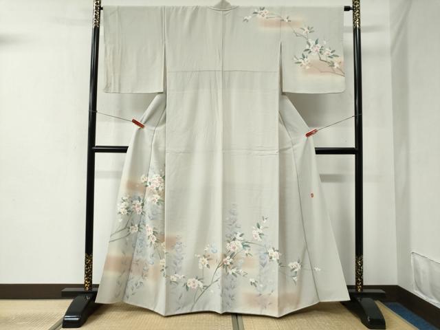 平和屋着物●糸目友禅作家 滝沢晃 訪問着 枝花文 暈し染め 正絹 逸品 CABC6485yc