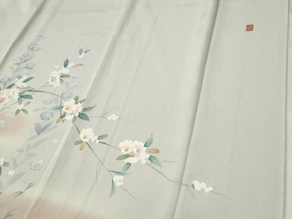 平和屋着物●糸目友禅作家 滝沢晃 訪問着 枝花文 暈し染め 正絹 逸品 CABC6485yc