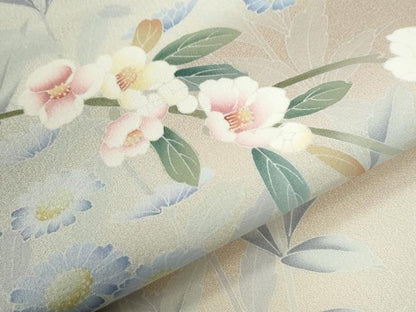 平和屋着物●糸目友禅作家 滝沢晃 訪問着 枝花文 暈し染め 正絹 逸品 CABC6485yc