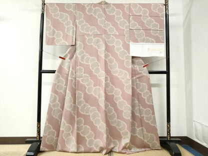 平和屋着物●上質な小紋 雪輪鹿の子文 暈し染め ますいわ屋扱い 反端付き 正絹 逸品 CABC6486yc