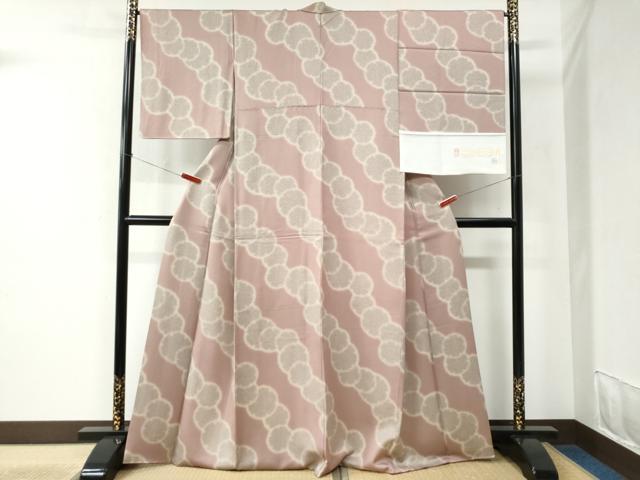 平和屋着物●上質な小紋 雪輪鹿の子文 暈し染め ますいわ屋扱い 反端付き 正絹 逸品 CABC6486yc