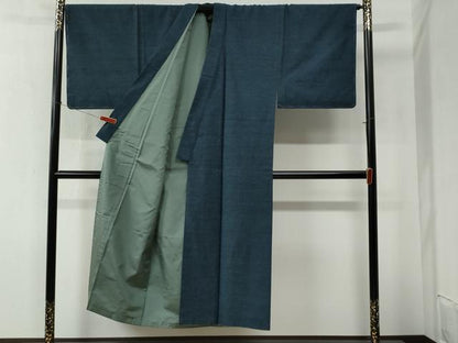 平和屋着物●男性 紬 アンサンブル・長襦袢セット 格子 正絹 逸品 未使用 CABC6492yc