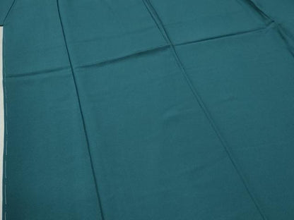 平和屋着物●上質な色無地 堅牢染 京乃伝統染 青碧色 反端付き 正絹 逸品 未使用 CABC6494yc