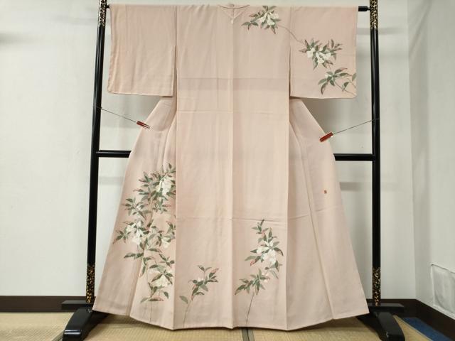 平和屋着物●訪問着 友禅 作家物 カトレア 鬼しぼ縮緬 正絹 逸品 未使用 CABC6497yc