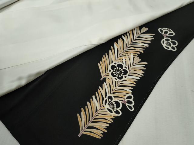平和屋着物●豪華黒留袖 作家物 駒刺繍 矢羽吉祥花松葉文 金彩 正絹 逸品 CABC6498yc
