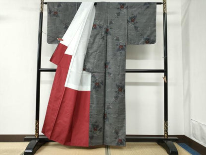 平和屋着物●本場大島紬 9マルキ 雲取り枝花文 正絹 逸品 未使用 CABC6499yc