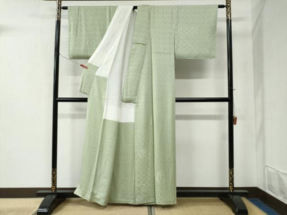 平和屋着物●無地絵羽訪問着 吉祥草花地紋 夏虫色 正絹 逸品 未使用 CABC6500yc