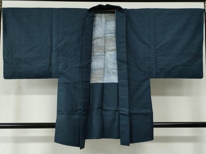平和屋着物●男性 お召 アンサンブル 80亀甲 正絹 逸品 CABC6502yc