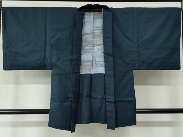 平和屋着物●男性 お召 アンサンブル 80亀甲 正絹 逸品 CABC6502yc