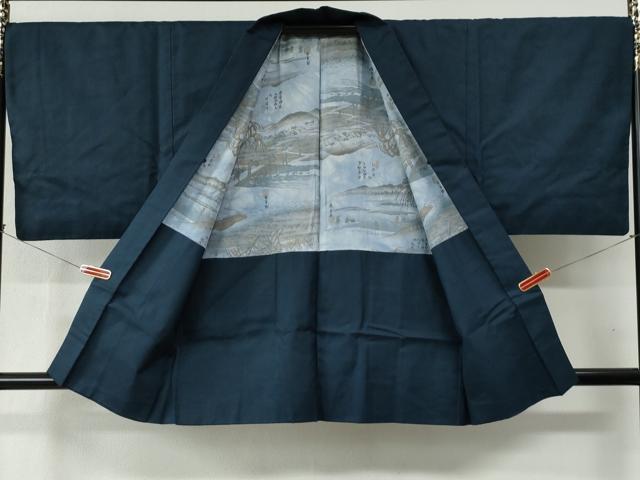 平和屋着物●男性 お召 アンサンブル 80亀甲 正絹 逸品 CABC6502yc