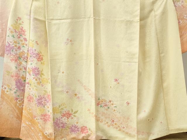 平和屋着物●豪華振袖 駒刺繍 舞花文 暈し染め 銀通し地 鈴乃屋扱い 正絹 逸品 CABC6505yc
