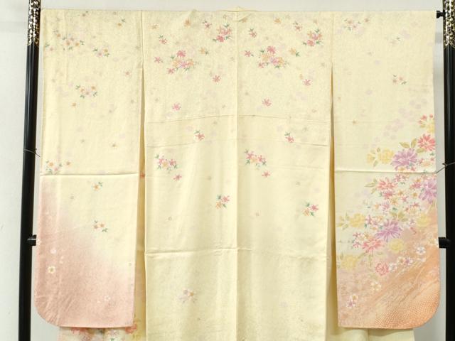 平和屋着物●豪華振袖 駒刺繍 舞花文 暈し染め 銀通し地 鈴乃屋扱い 正絹 逸品 CABC6505yc
