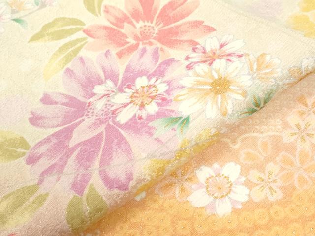 平和屋着物●豪華振袖 駒刺繍 舞花文 暈し染め 銀通し地 鈴乃屋扱い 正絹 逸品 CABC6505yc