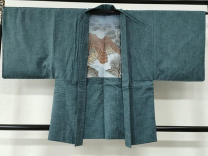 平和屋着物●男性 紬 アンサンブル 霞文 正絹 逸品 未使用 CABC6506yc