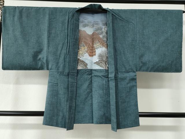 平和屋着物●男性 紬 アンサンブル 霞文 正絹 逸品 未使用 CABC6506yc