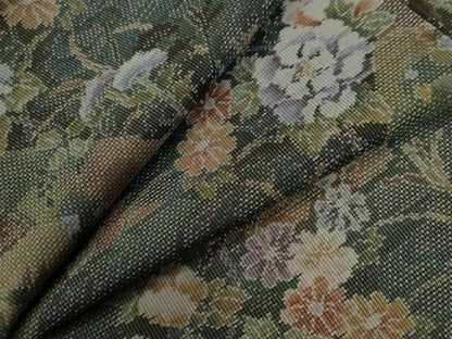 平和屋着物●本場大島紬 7マルキ 流水草花文 正絹 逸品 CABC6507yc