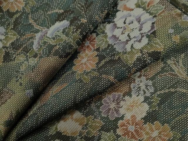 平和屋着物●本場大島紬 7マルキ 流水草花文 正絹 逸品 CABC6507yc