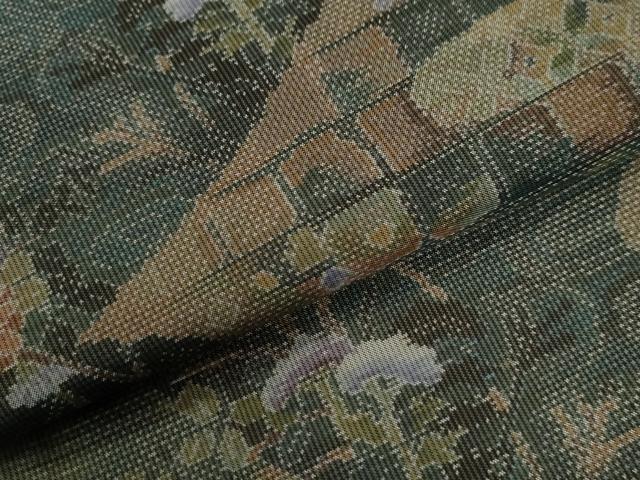 平和屋着物●本場大島紬 7マルキ 流水草花文 正絹 逸品 CABC6507yc