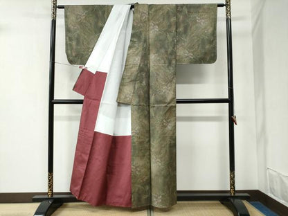 平和屋着物●都喜ヱ門 本場大島紬 草花文 藤絹織物謹製 正絹 逸品 未使用 CABC6509yc