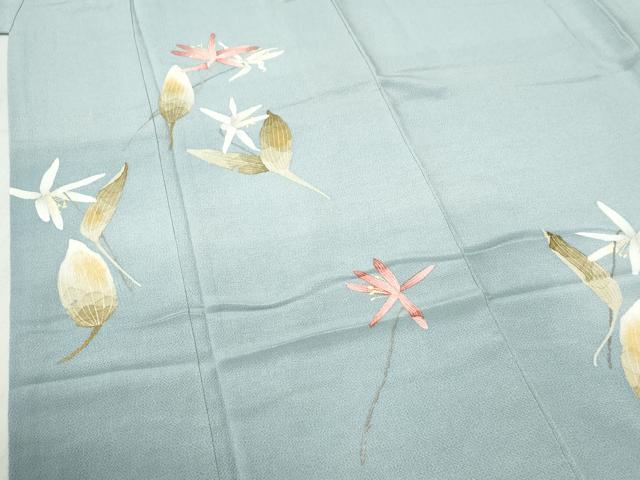 平和屋着物●華道家 楠目ちづ 訪問着 枝花文 鬼しぼ縮緬 正絹 逸品 CABC6510yc