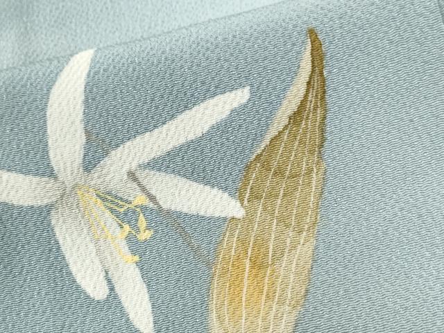 平和屋着物●華道家 楠目ちづ 訪問着 枝花文 鬼しぼ縮緬 正絹 逸品 CABC6510yc