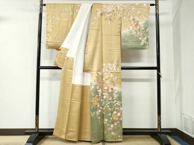 平和屋着物●訪問着 駒刺繍 雪輪草花文 暈し染め 金彩 やまと誂製 正絹 逸品 未使用 CABC6511yc
