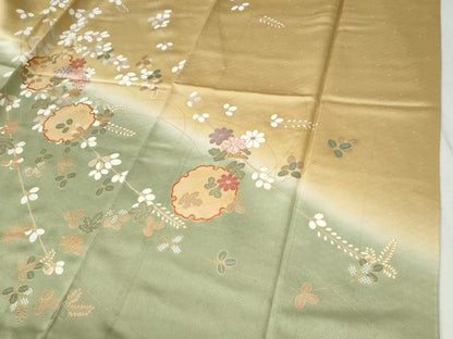 平和屋着物●訪問着 駒刺繍 雪輪草花文 暈し染め 金彩 やまと誂製 正絹 逸品 未使用 CABC6511yc