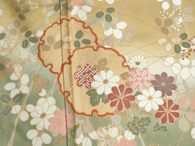 平和屋着物●訪問着 駒刺繍 雪輪草花文 暈し染め 金彩 やまと誂製 正絹 逸品 未使用 CABC6511yc