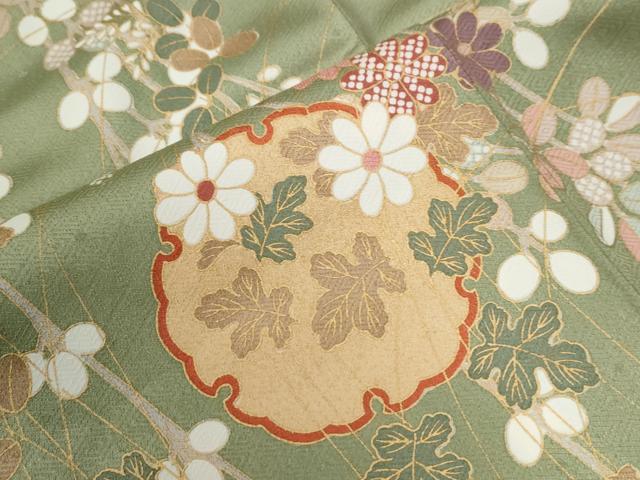 平和屋着物●訪問着 駒刺繍 雪輪草花文 暈し染め 金彩 やまと誂製 正絹 逸品 未使用 CABC6511yc