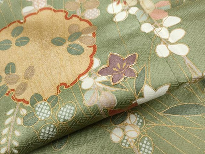 平和屋着物●訪問着 駒刺繍 雪輪草花文 暈し染め 金彩 やまと誂製 正絹 逸品 未使用 CABC6511yc