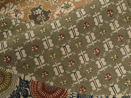平和屋着物●訪問着 作家物 型染め 遠州椿 吉祥菊唐草文 鬼しぼ縮緬 正絹 逸品 CABC6513yc
