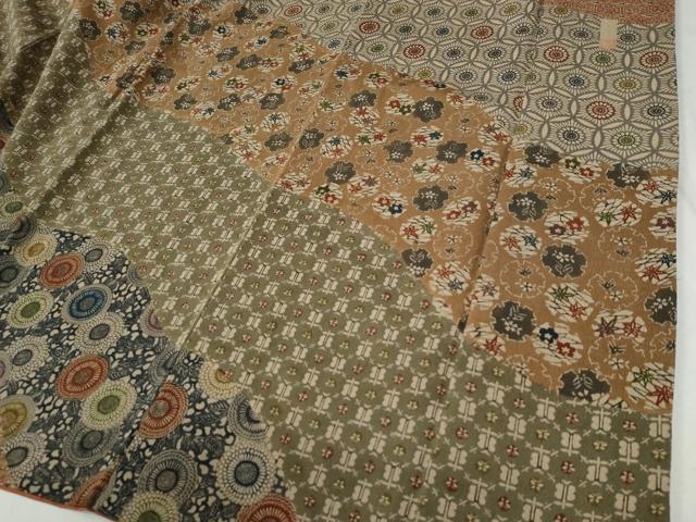 平和屋着物●訪問着 作家物 型染め 遠州椿 吉祥菊唐草文 鬼しぼ縮緬 正絹 逸品 CABC6513yc