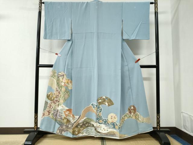平和屋着物●豪華色留袖 駒刺繍 地紙吉祥花唐草文 金彩 正絹 逸品 CABC6514yc