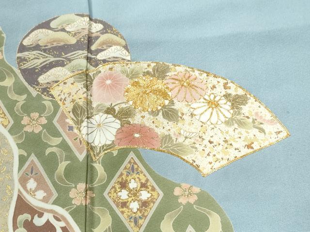 平和屋着物●豪華色留袖 駒刺繍 地紙吉祥花唐草文 金彩 正絹 逸品 CABC6514yc
