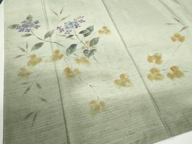 平和屋着物●訪問着 栗繭紬 作家物 枝花文 金彩 反端付き 正絹 逸品 未使用 CABC6516yc