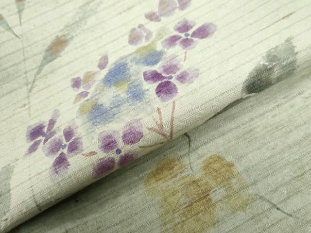 平和屋着物●訪問着 栗繭紬 作家物 枝花文 金彩 反端付き 正絹 逸品 未使用 CABC6516yc