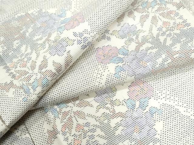 平和屋着物●本場大島紬 白大島 9マルキ 草花文 正絹 逸品 CABC6518yc