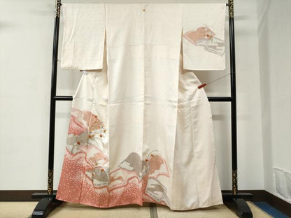 平和屋着物●訪問着　総刺繍　絞り　冊子草花文　金彩　正絹　逸品　CABC6522yc
