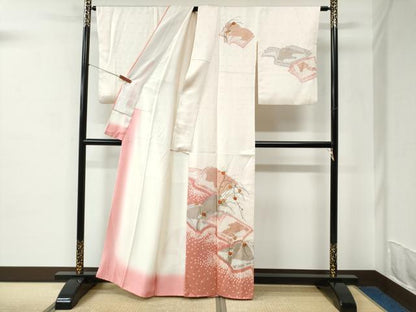 平和屋着物●訪問着　総刺繍　絞り　冊子草花文　金彩　正絹　逸品　CABC6522yc