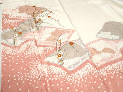 平和屋着物●訪問着　総刺繍　絞り　冊子草花文　金彩　正絹　逸品　CABC6522yc